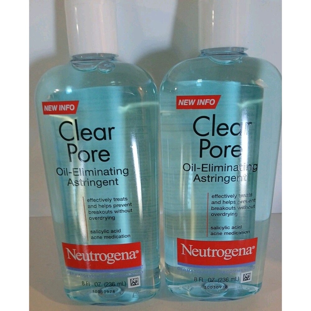 Set Of 2 Neutrogena Clear Pore Oil-elmiminating Astringent 8fl Oz NEW UNOPENED